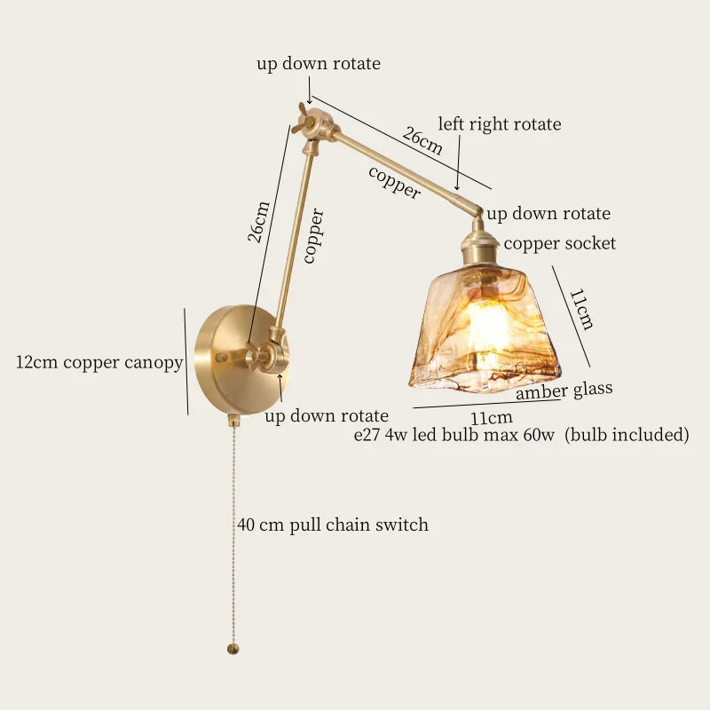 Axyaa Glass LED Wall Lamp for Living Room, Bedroom, Bathroom - Nordic Minimalism