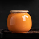 Axyaa Ceramic Tea Jar with Bamboo Lid for Home Storage and Decoration