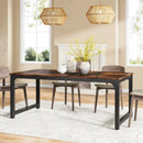Axyaa Industrial Dining Table for 6-8 Person with Metal Frame