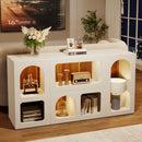 Axyaa 59" White Modern Console Table with 6 Compartments