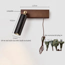 Axyaa Modern LED Wall Sconce Pull Chain Switch Reading Lamp Black Travertine