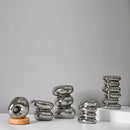 Axyaa Silver Pebble Ceramic Vase Geometric Floral Arrangement Terrarium Accessory