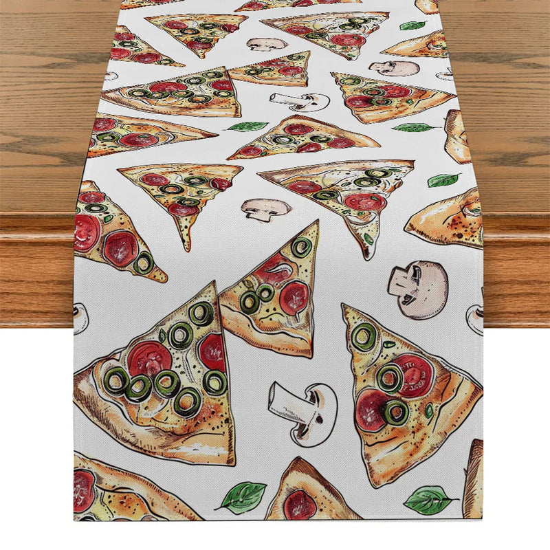 Vibrant Pizza Table Runner by Axyaa: Kitchen, Dining, Living Room Decor