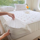 Axyaa Embroidery Floral Mattress Cover Thicken Lace Quilted Bed Cover Queen/King Sizes