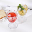 Axyaa Vintage Clear Embossed Goblet for Wine 10oz Stemware Glass Cup