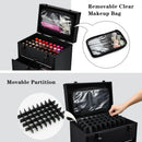 Axyaa 3-in-1 Rolling Makeup Case with 2 Large Drawers for Nail & Travel Makeup