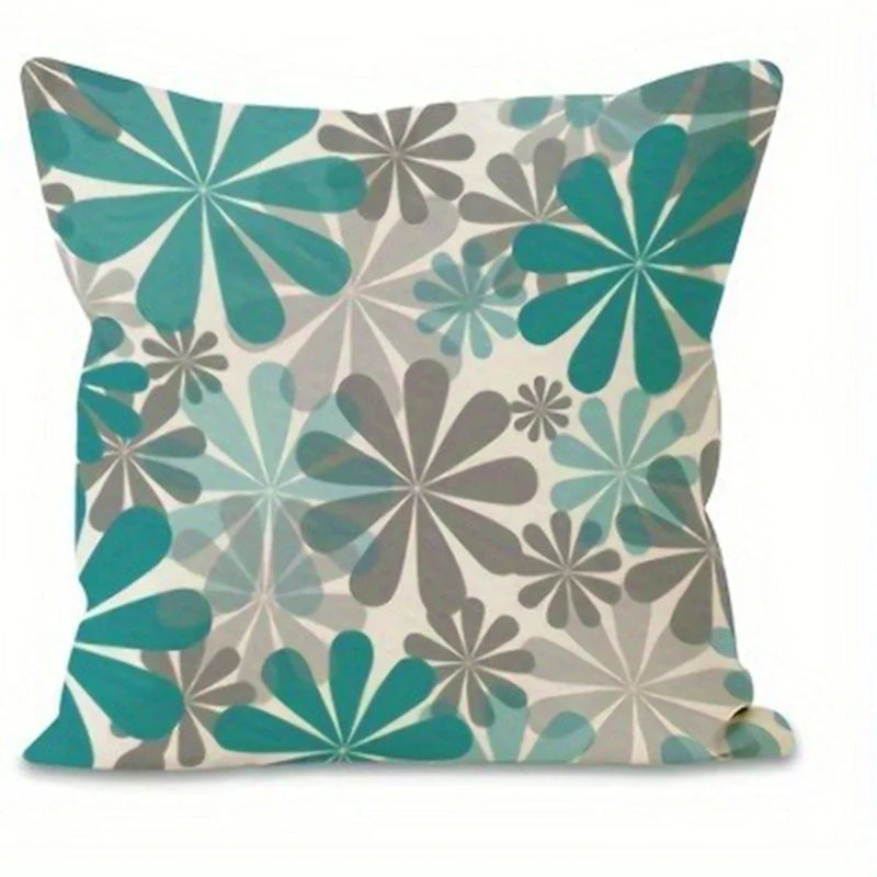 Axyaa Blue Gray Floral Pattern Printing Pillowcase - Fashionable Home Furnishing