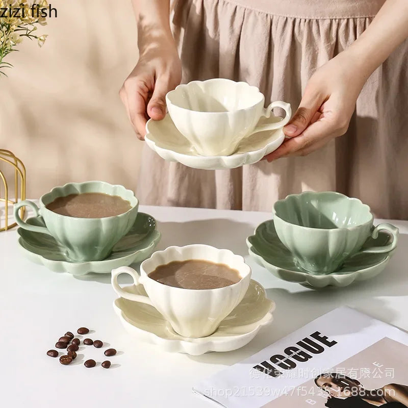 Axya Ceramic Coffee Cup Set | Solid Color Tea Cups | Breakfast & Water Mugs