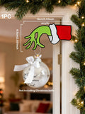 Axyaa Festive Green Hand with Red Santa Cuff Acrylic Hanging Ornament