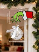 Axyaa Festive Green Hand with Red Santa Cuff Acrylic Hanging Ornament