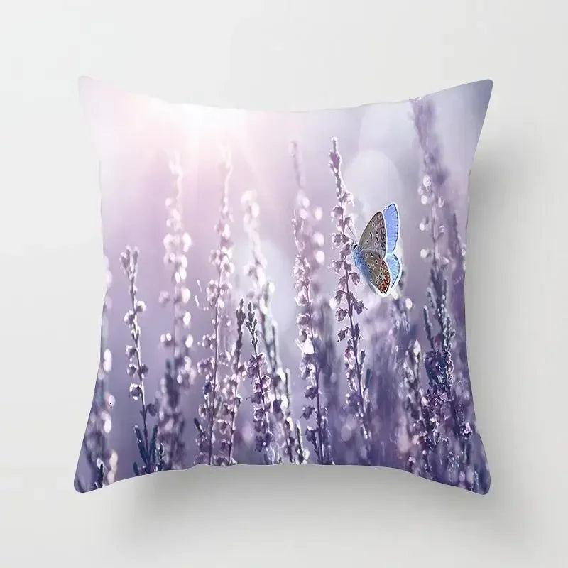 Axyaa Butterfly Flower Polyester Cushion Cover