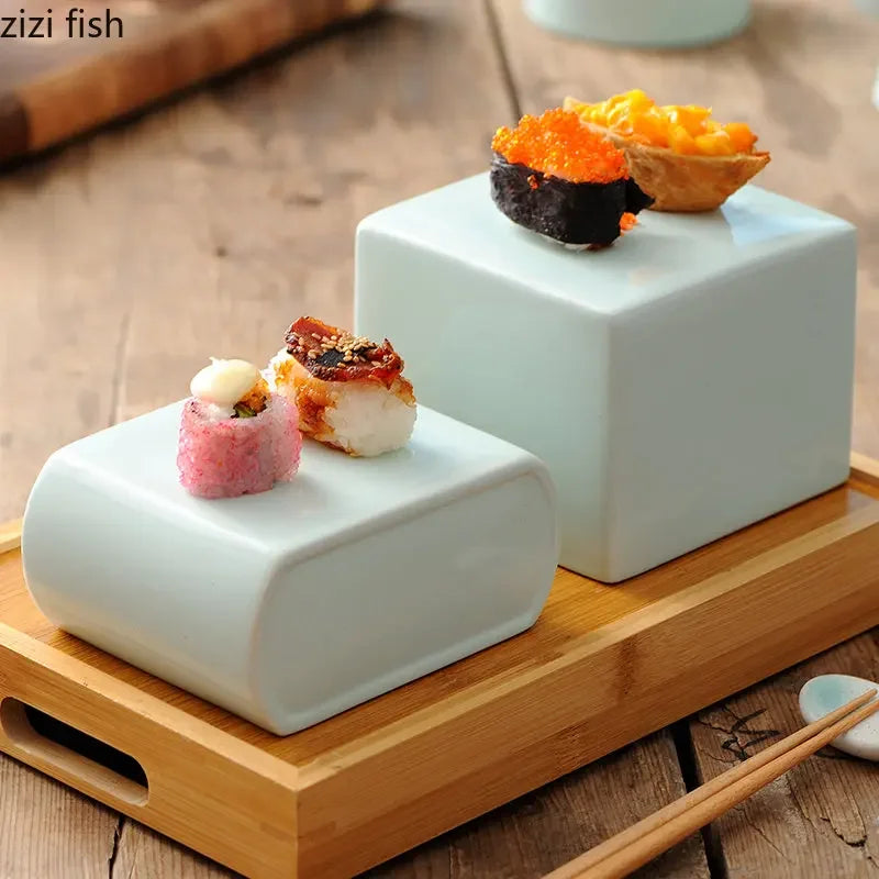 Axya Ceramic Plate Set: Sushi, Cake Stand, Dessert Dishes, Solid Color Tableware
