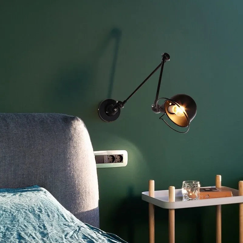 Nordic Adjustable Wall Lamp for Living Room Bedroom Loft | Axya Industrial Long Arm Wall Light