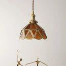 Axyaa Amber Glass LED Pendant Light, Nordic Copper Suspension Luminaire