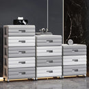 Axyaa 6 Tier Drawer Storage Cart, Gray/Brown, Mobile Organizer with Wheels.