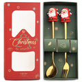 Axyaa Christmas Theme Cutlery Set - Elk Deer Christmas Hat Tree Fork Spoon Stainless Steel