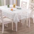Axyaa Luxury White Lace Tablecloth Rectangle Waterproof Table Cover Dining Wedding