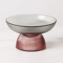 Axyaa Striped Glass Fruit Plate | Dessert Salad Bowl and Nut Storage Plate