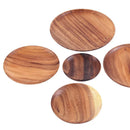Axyaa Acacia Wood Round Plates Set - Wooden Tableware for Food Serving