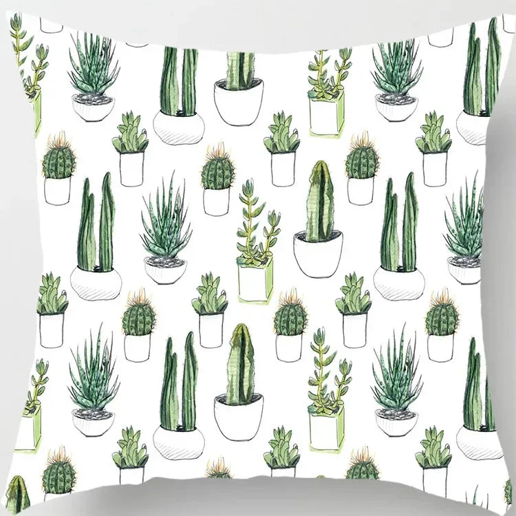 Axyaa Tropical Cactus Potted Pillowcase for Home and Office Decor