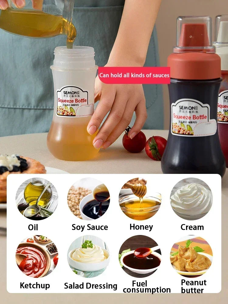 Axya 5 Hole Squeeze Condiment Bottles for Ketchup Mustard Sauces & Oils