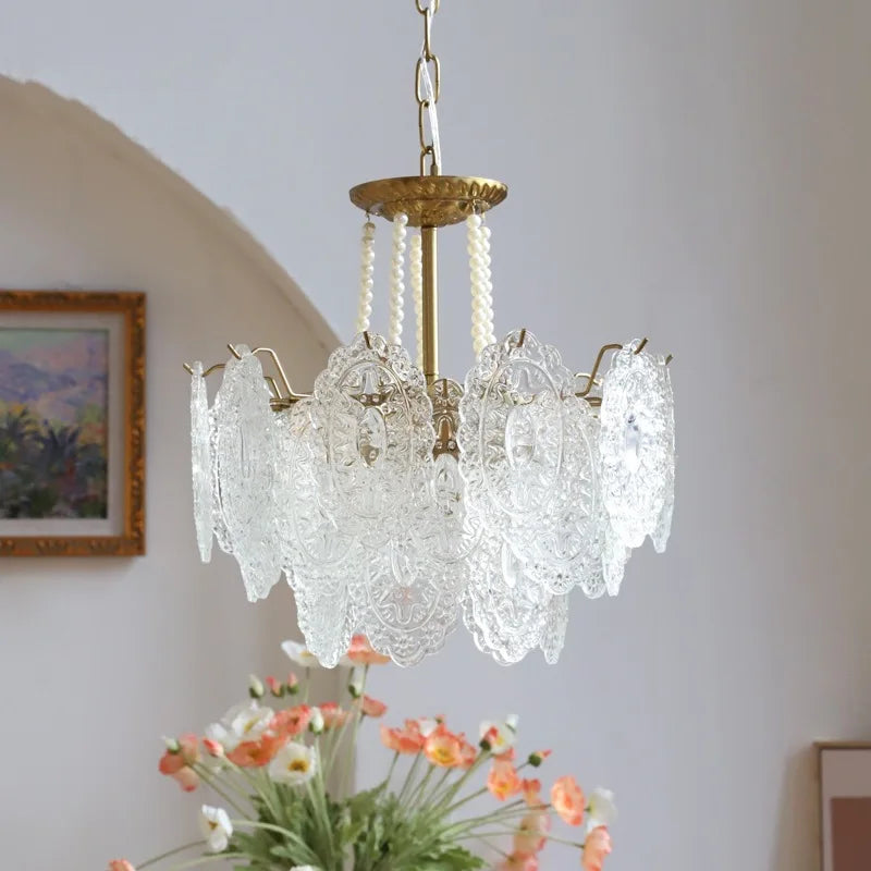 Axyaa Clear Glass LED Chandelier: Modern French Style Luxury Ceiling Fixture