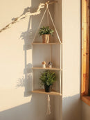 Axyaa Macrame Floating Corner Shelf Wall Decor Pot Stand NordHome Décor