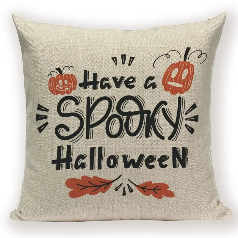 Axyaa Halloween Cushion Cover - Spooky Decorative Pillowcase with Pumpkin, Ghosts & Flying Carpet