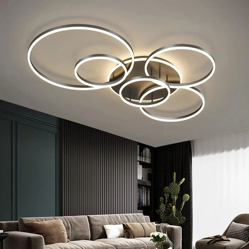 Axyaa Aluminum Circle LED Chandelier Ceiling Lights for Bedroom Living Room