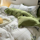 Axyaa Fresh Blue Floral Duvet Cover Set - Wrinkled Yann Bedding in Washing Cotton