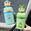 Axyaa Cartoon Thermos Bottle: Stainless Steel Insulated Vacuum Cup with Straw for Kids.