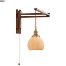 Axyaa Vintage Wood Ceramic LED Wall Light for Bedroom and Living Room