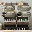 Axyaa Entryway Shoe Cabinet with Flip Drawers, Coat Rack & Storage Bench