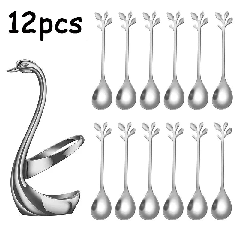 Axyaa Cygnus Stainless Steel Tea Spoons, Set of 6/12 - Elegant Tableware for Coffee