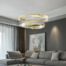 Axyaa Gold LED Crystal Pendant Chandelier for Modern Luxury Living Space