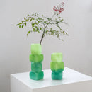 Axyaa Gradient Square Glass Vase Flowerpot Home Decor Accessory