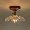Axyaa Glass Wood LED Ceiling Lights Modern Plafondlamp for Living Room & Corridor