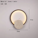 Axyaa Natural Stone LED Wall Light Round Dark Wood Dimmable Indoor Sconce