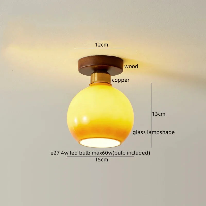 Axyaa Copper Glass LED Ceiling Lamp - Modern Indoor Lighting Fixtures