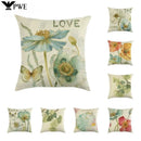 Axyaa Floral Print Linen Pillow Case for Home Decor - 45*45cm