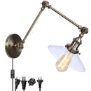 Axyaa Industrial LED Wall Light Clear Glass Vintage Adjustable Long Arm Fixtures