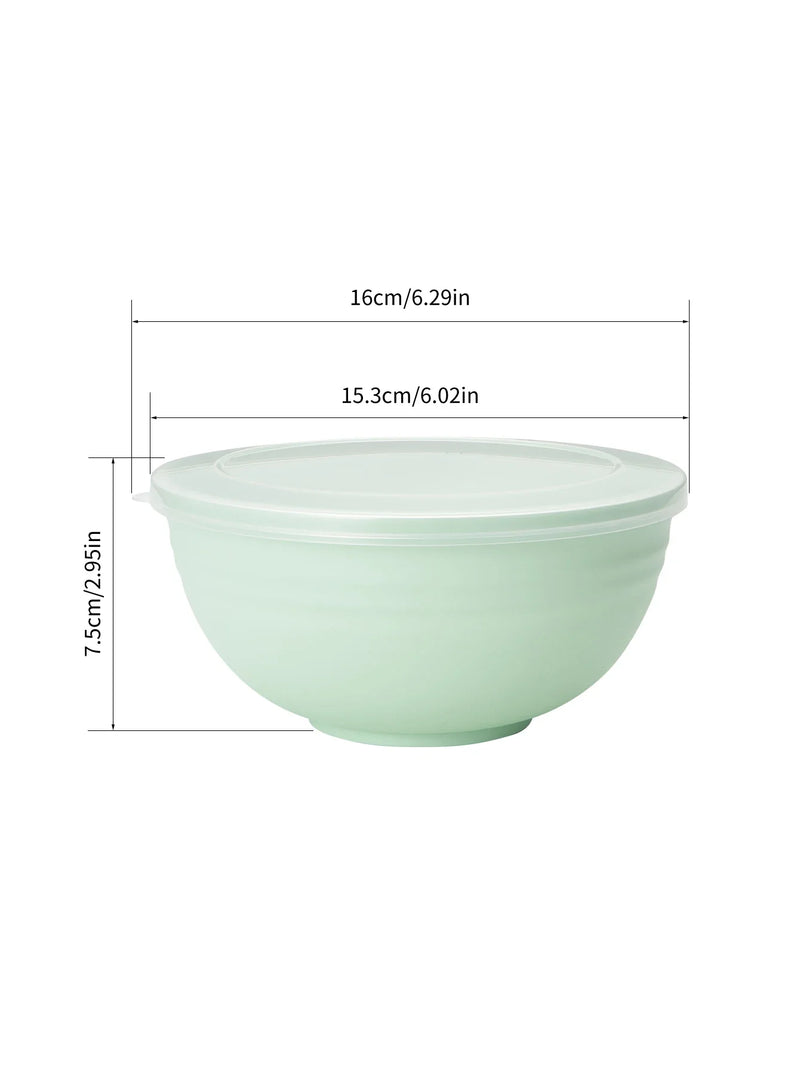 Axyaa Light Green Plastic Bowl Set with Lid for Kitchen, RV, Camping & Work