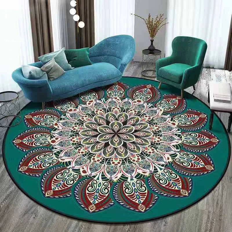Ethnic Mandala Round Carpet for Living Room Decor by Axyaa