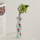 Axyaa Chinese Retro Cheongsam Ceramic Vase Maid Figure Home Decor