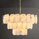 Axyaa Brass Alabaster Ring Chandelier LED Fixture for Home Decoration