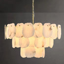 Axyaa Brass Alabaster Ring Chandelier LED Home Decor Fixture