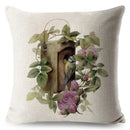 Axyaa Vintage Floral Bird Linen Cushion Cover - 45*45cm