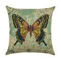 Axyaa Linen Butterfly Flower Sofa Cushion Cover 45*45 - Home Decor Printed Pillow Case