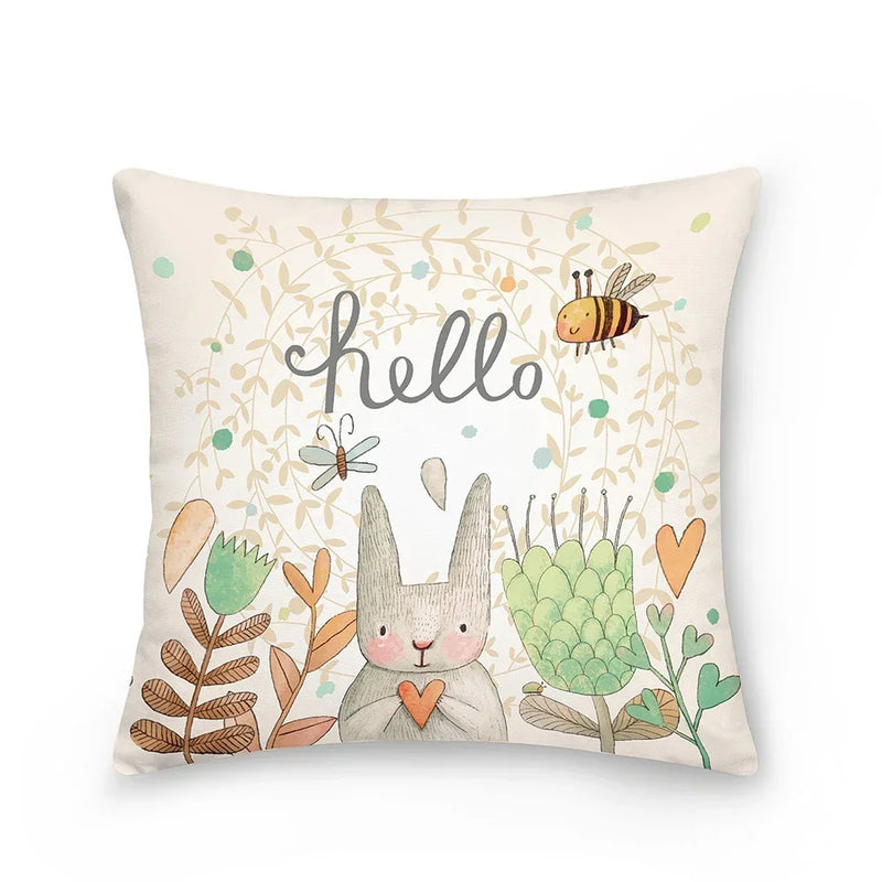 Easter Bunny Polyester Throw Pillow for Home Decor Sofa by Axyaa