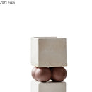 Axyaa Square Cylinder Ceramic Vase with Artificial Flowers for Desk Decoration